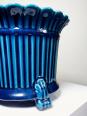 Cache pot vintage années 60-80 faïence glacée turquoise Charolles | Puces Privées