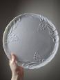 Grand plat à tarte vintage/ancien porcelaine fine de Limoges blanche | Puces Privées