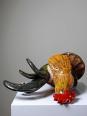 Petit coq décoratif en céramique émaillé artisanale art populaire | Puces Privées