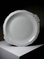 Grand plat de service porcelaine fine de Limoges blanche vintage/ancien | Puces Privées