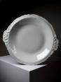 Grand plat de service creux porcelaine fine de Limoges blanche vintage/ancien | Puces Privées