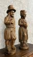 Sculptures en bois figurant un couple de Bretons époque XIXeme | Puces Privées