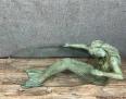 Table basse a la sirène en bronze a patine verte circa 1970 | Puces Privées