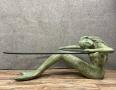 Table basse a la sirène en bronze a patine verte circa 1970 | Puces Privées