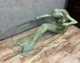 Table basse a la sirène en bronze a patine verte circa 1970 | Puces Privées