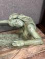 Table basse a la sirène en bronze a patine verte circa 1970 | Puces Privées