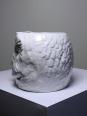 Grand cache pot tête de chouette faïence blanche Italienne vintage | Puces Privées