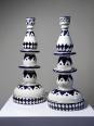 Paire de grands bougeoirs poterie Marocaine 