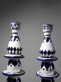 Paire de grands bougeoirs poterie Marocaine 