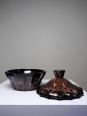 Boite/sucrier vintage Vincenzo Nason Murano verre aventurine noir | Puces Privées