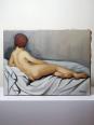 Grand nu huile sur toile Fortuné Pirazzini - Femme se reposant - XXe | Puces Privées