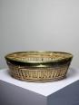 Plateau, corbeille rond en bambou clair cerclage laiton vintage Italie années 70 | Puces Privées
