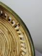 Plateau, corbeille rond en bambou clair cerclage laiton vintage Italie années 70 | Puces Privées