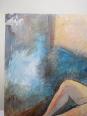 Grand tableau nu femme allongée, moderne huile panneau vintage | Puces Privées
