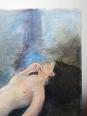 Grand tableau nu femme allongée, moderne huile panneau vintage | Puces Privées