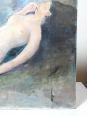 Grand tableau nu femme allongée, moderne huile panneau vintage | Puces Privées