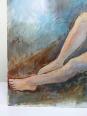 Grand tableau nu femme allongée, moderne huile panneau vintage | Puces Privées