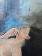 Grand tableau nu femme allongée, moderne huile panneau vintage | Puces Privées