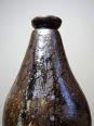 Bouteille en grès pyrité émaillé vintage artisanale signée Jean Lamy | Puces Privées