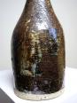 Bouteille en grès pyrité émaillé vintage artisanale signée Jean Lamy | Puces Privées