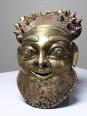 Petit masque d'Oba bronze doré Bamoun, Cameroun, vintage Afrique | Puces Privées