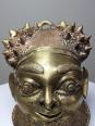 Petit masque d'Oba bronze doré Bamoun, Cameroun, vintage Afrique | Puces Privées