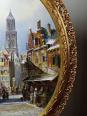Grand tableau scène urbaine huile sur bois encadré John Haanstra vintage | Puces Privées