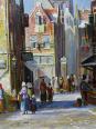 Grand tableau scène urbaine huile sur bois encadré John Haanstra vintage | Puces Privées