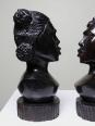 Couple de bustes Malgaches bois exotique foncé sculpté artisanat années 40-70 | Puces Privées
