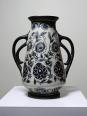 Vase ancien Art Déco 1920-40 en grès fin, style Art Nouveau & chinoiserie, décor | Puces Privées