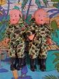 Poupons Militaire ancien Celluloïd PETIT COLIN 14,5 cm de haut lot 6 camouflages | Puces Privées