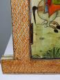 Miroir fenêtre Rajasthan en os peint main décor cavalier ancien début XXe | Puces Privées