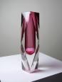 Vase sommerso facetté Murano verre rose et cristal années 50-60 | Puces Privées