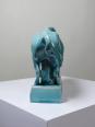 Bison Zsolnay en faïence émaillée turquoise, Hongrie, XXe siècle années 40-50 | Puces Privées