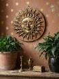 Grand soleil anthropomorphe mural terre cuite patinée, artisanat italien vintage | Puces Privées