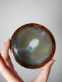 Dessous de verres en agate et bois tourné dans leur support vintage 1960-1970 | Puces Privées