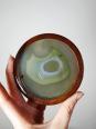 Dessous de verres en agate et bois tourné dans leur support vintage 1960-1970 | Puces Privées