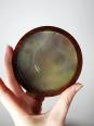Dessous de verres en agate et bois tourné dans leur support vintage 1960-1970 | Puces Privées