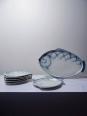 Service à poisson vintage en faïence Tchécoslovaque, 6 assiettes et un plat | Puces Privées
