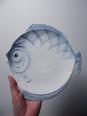 Service à poisson vintage en faïence Tchécoslovaque, 6 assiettes et un plat | Puces Privées