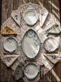 Service à poisson vintage en faïence Tchécoslovaque, 6 assiettes et un plat | Puces Privées
