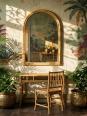 Grand miroir mural arche en bambou Italien, style Riviera, années 50-60 | Puces Privées