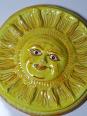 Plaque murale soleil anthropomorphe en majolique de Vietri artisanal vintage | Puces Privées