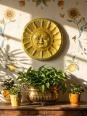 Plaque murale soleil anthropomorphe en majolique de Vietri artisanal vintage | Puces Privées