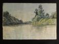 ancienne aquarelle scène de bord de lac signé André des gachons début XX ème, XX, Peinture | Puces Privées