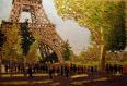 Paris, La tour Eiffel, huile au couteau par S. Verniti | Puces Privées