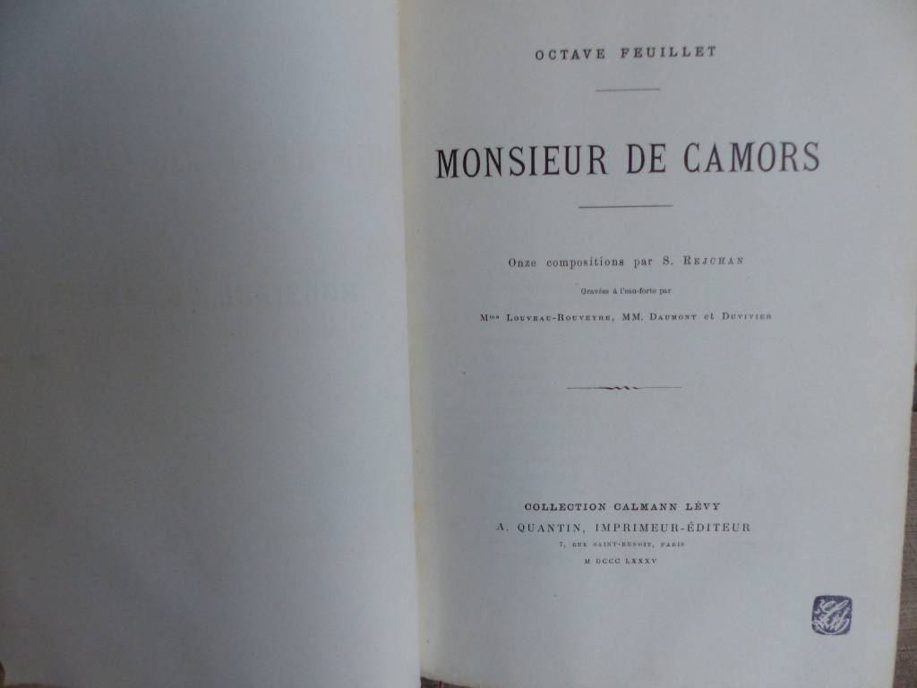 No - 313 - Monsieur de Camors par Octave Feuillet Paris 1885 | Puces Privées