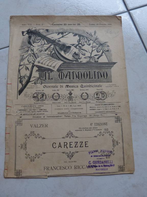 ANCIENNES PARTITIONS DE 1886 A 1911 (italien)  IL MANDOLINO : GIORNALE DI MUSICA QUINDICINALE | Puces Privées