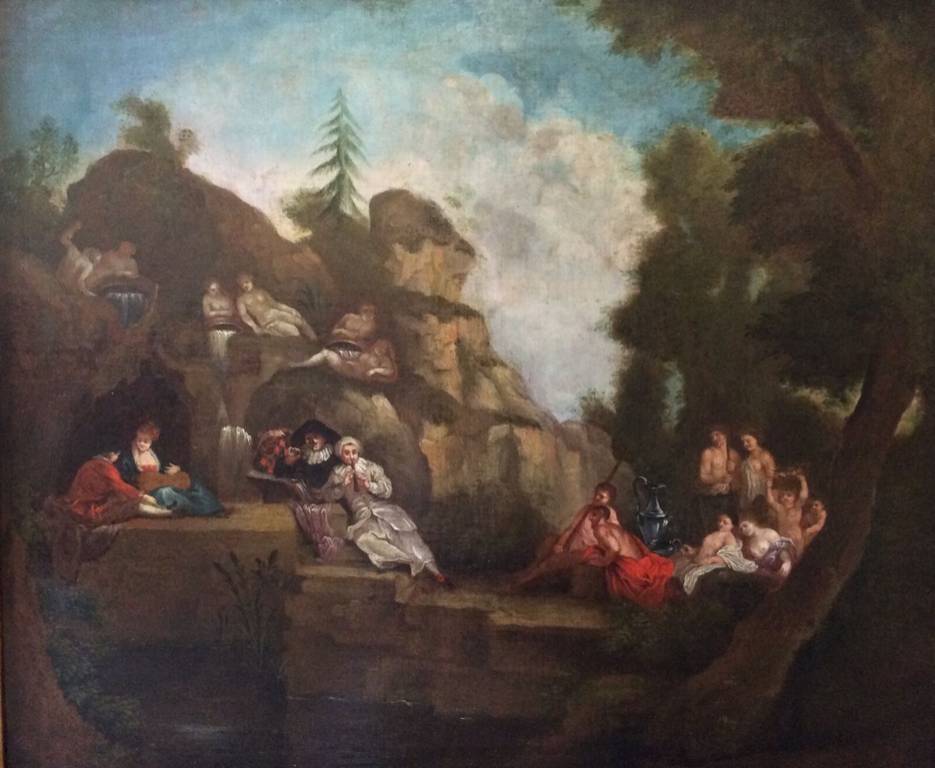 Fête vénitienne galante XVIII dans le goût de Watteau anonyme Rococo Louis XIV | Puces Privées