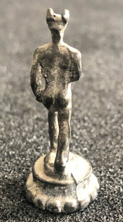 Hermès Trismégiste nu Mercure tête muni du pétase ailé figurine votive 3,9 cm | Puces Privées